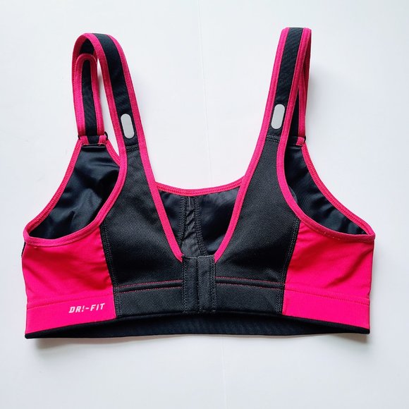 Nike Dri-Fit Swift Black / Pink High Impact Support Sports Bra Size Small - Picture 3 of 14